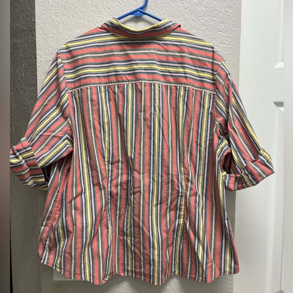 Vintage Tommy Hilfiger Women's Striped Boxy Button Down Shirt, Y2K, Size XL - Picture 2 of 6